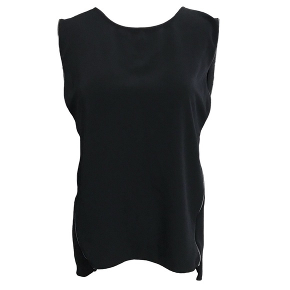 Express Black Zip Sleeveless Blouse High-Low Top Size Small - Picture 2 of 8